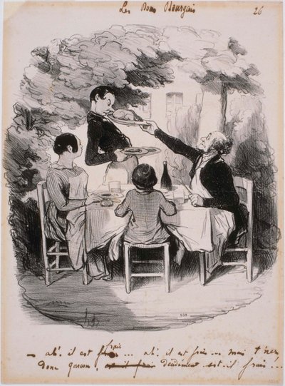 Die guten Bürger - Ah! Es ist frisch... Aber halt, Junge von Honoré Daumier